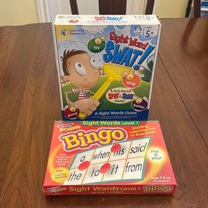 Sight Word Swat! and Sight Word Bingo level 1.